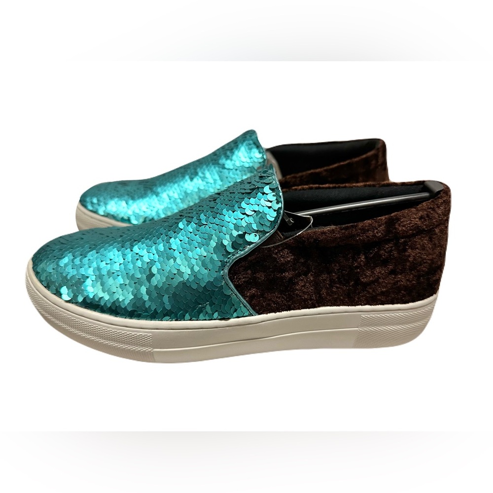 NEW Roper Womens size 7 Teal Sequin Slip-On Platform Sneakers *Fits like 6.5* - Picture 3 of 8